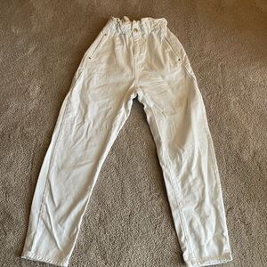 Zara White Elastic Waist Trousers
